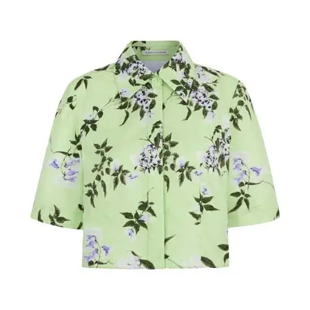 エミリア ウィックステッド(Emilia Wickstead)   Natalie Top in Lilac Lillies & Cherry Print on Green Organic Cotton