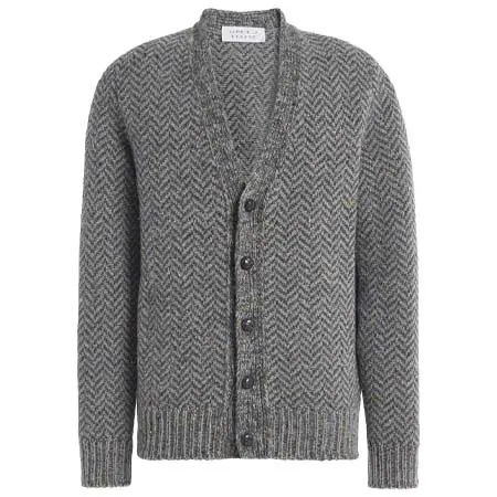 ガブリエラ ハースト(Gabriela Hearst)   Gentry Knit Cardigan in Charcoal Multi Specked Aran Cashmere Herringbone