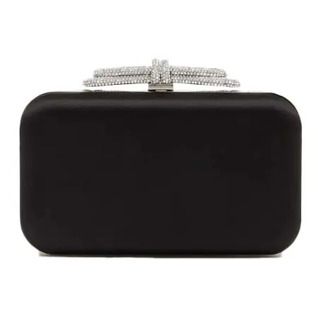マッハ＆マッハ(MACH & MACH)   DOUBLE BOW BLACK SATIN CLUTCH SMALL