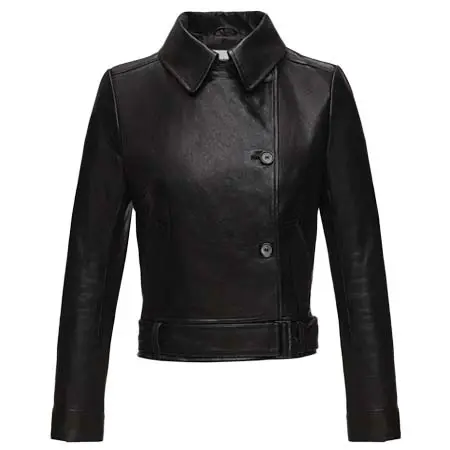 マグダ ブトリム(Magda Butrym)   Fitted leather jacket with waist belt in black