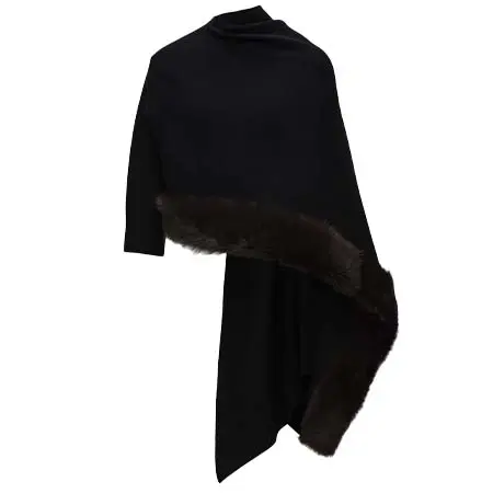 マグダ ブトリム(Magda Butrym)   Faux fur-trim knit cape in black