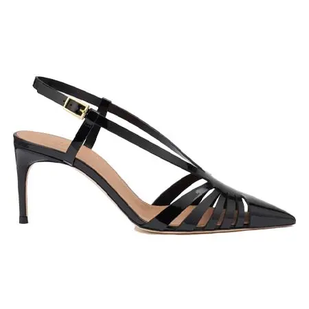 マローン スリアーズ(Malone Souliers)   Janette 70 Black Patent Slingback Pumps