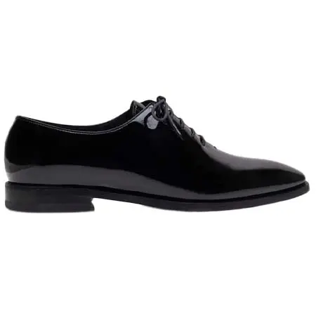 マノロ ブラニク(MANOLO BLAHNIK)   SNOWDON Black Patent Calf Leather Lace-Up Shoes