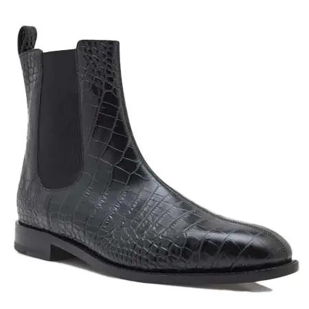 マノロ ブラニク(MANOLO BLAHNIK)   DELSA Black Calf Leather Ankle Boots