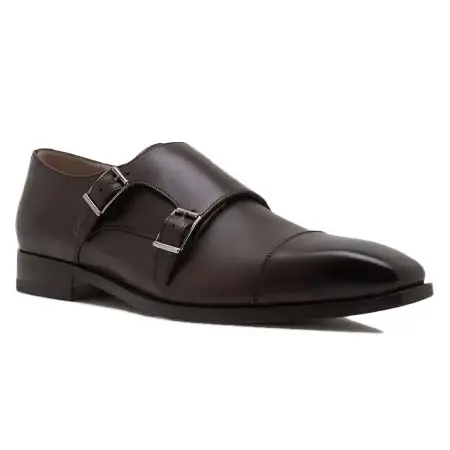 マノロ ブラニク(MANOLO BLAHNIK)   ELDRIDGE Dark Brown Calf Leather Monk Strap Shoes