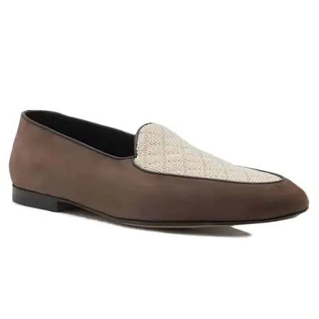 マノロ ブラニク(MANOLO BLAHNIK)   MODENA Dark Brown Nubuck Leather Loafers