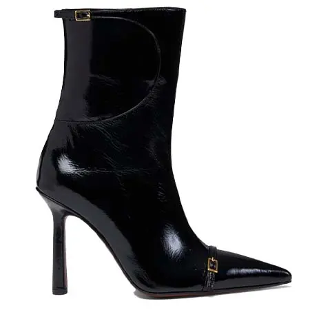 マニュ アトリエ(MANU ATELIER)   Pointy Toe Ankle Boots Black High Gloss