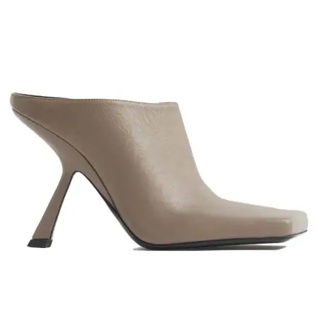 ミュグレー(MUGLER)   Dark taupe square mules 105