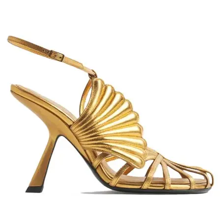 ミュグレー(MUGLER)   Gold shell t-strap sandals 105