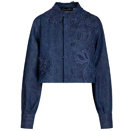 オスカー・デ・ラ・レンタ(Oscar de la Renta)   Porcelain Flower Cutout Denim Jacket