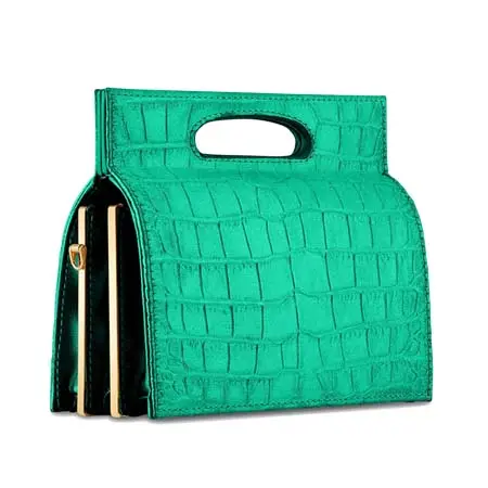 タイラー エリス(Tyler Ellis)   Stella Handbag Mini Emerald Stamped Satin