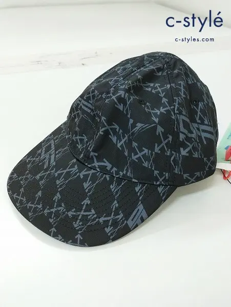 Off-White オフホワイト キャップ O/S ブラック 総柄 帽子 OMLB041F22FAB009