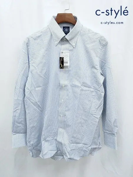 J.PRESS ジェイプレス 長袖シャツ 43-84 ブルー×ホワイト ストライプ柄 綿100% 日本製 CHD-OV-SM-0333