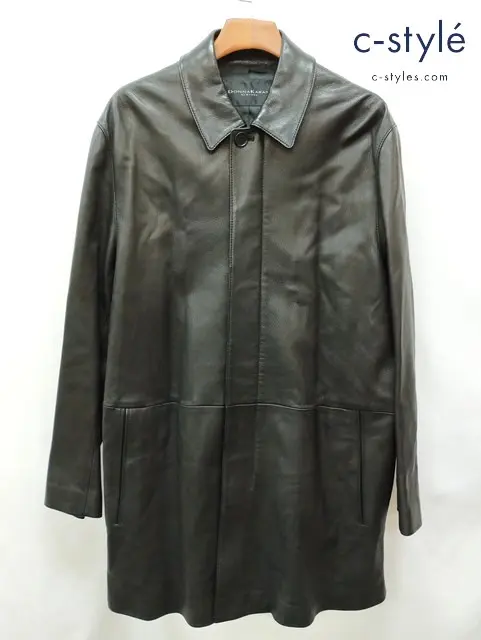 DONNA KARAN NEW YORK ダナキャランニューヨーク レザーコート L ブラック