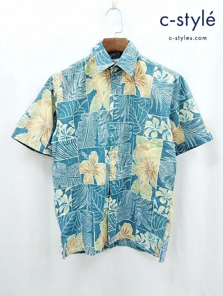 reyn spooner レインスプーナー アロハシャツ XS グリーン系 ハイビスカス