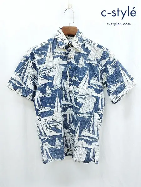 reyn spooner レインスプーナー アロハシャツ XS ネイビー×ホワイト プルオーバー