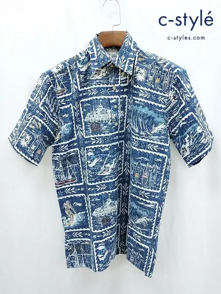reyn spooner レインスプーナー アロハシャツ XS ネイビー系 プルオーバー