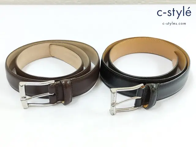 CROCKETT&JONES クロケット&ジョーンズ レザーベルト 34 ブラウン ブラック