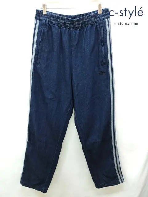 adidas アディダス デニムパンツ M インディゴ 綿100% アディカラー ルーズ トラック ストーン JX6459