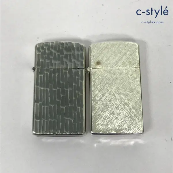 ZIPPO ジッポー オイルライター Slim スリム 2面加工 ’79 シルバー 両面加工 イタリック体 斜体 計2点