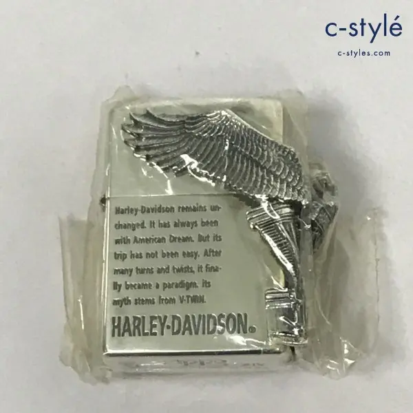 ZIPPO ジッポー オイルライター HARLEY-DAVIDSON サイドイーグル シルバー ’98 3面メタル 立体プレート