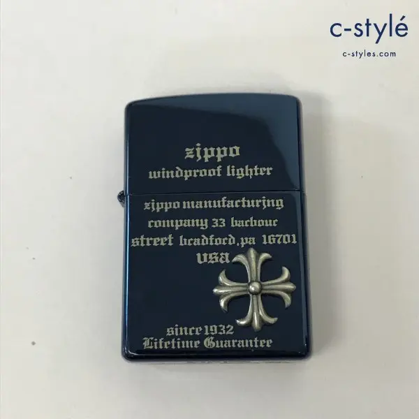 ZIPPO ジッポー オイルライター シルバークロス メタル ブルー系 ’99