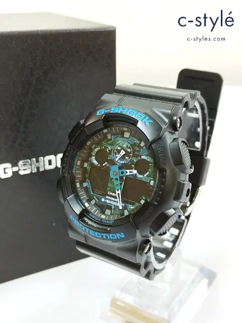 CASIO カシオ 腕時計 ブラック×ブルー G-SHOCK GA-100CB クォーツ