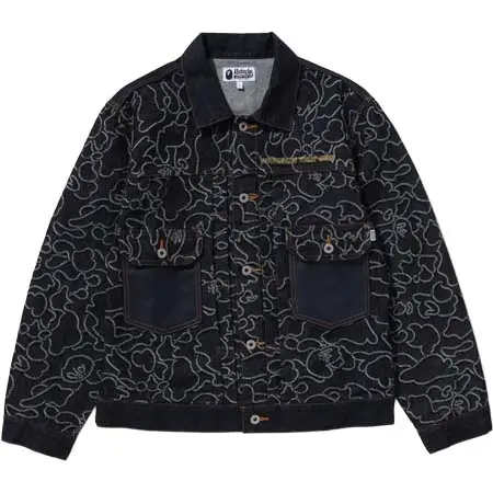 A BATHING APE(アベイシングエイプ) コラボ [BAPE X OVO] NEON 1ST CAMO JACQUARD DENIM JACKET 1L73-140-908