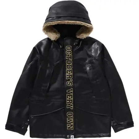 A BATHING APE(アベイシングエイプ) コラボ [BAPE X OVO] SYNTHETIC WASHABLE LEATHER SNOWBOARD JACKET 1L73-140-907