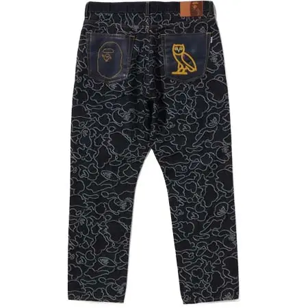 A BATHING APE(アベイシングエイプ) コラボ [BAPE X OVO] NEON 1ST CAMO JACQUARD DENIM PANTS 1L73-150-902