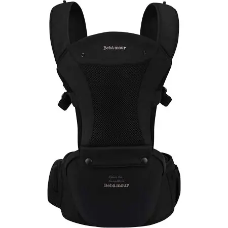 ベビーアムール(Bebamour) 抱っこ紐 ヒップシート 軽量 通気メッシュ 6way ブラック