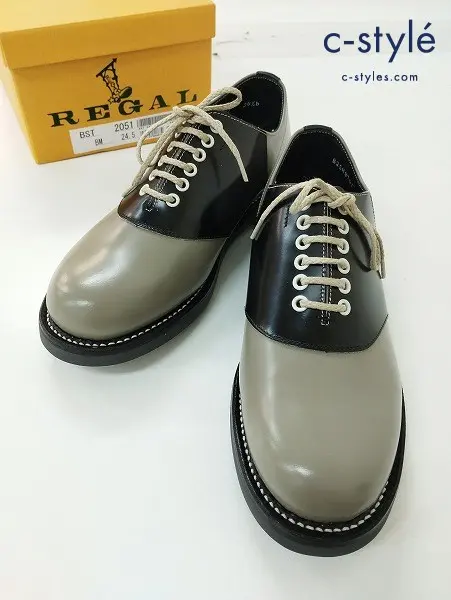 REGAL リーガル ドレスシューズ 24・1/2 グレー系×ブラック Boots Mark サドルシューズ 2051BM レディース