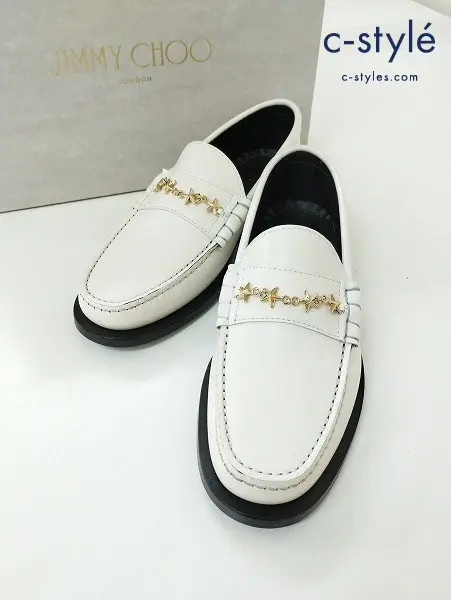 JIMMY CHOO ジミーチュウ ローファー 35 ホワイト MOCCA F J00013153135 レディース
