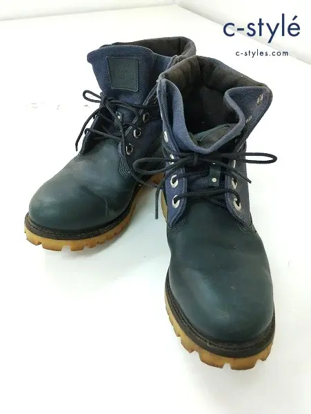Timberland ティンバーランド ブーツ 7 ネイビー系 6ホール キャンバス地 レザー 33529