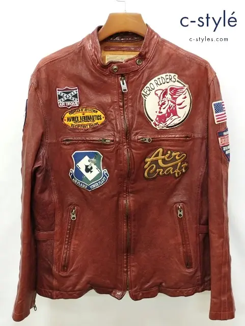 AVIREX アヴィレックス シングルライダースレザージャケット 2XL 赤茶系 6101018 山羊革