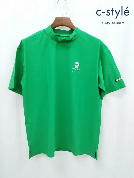 MARK&LONA マークアンドロナ Tシャツ 50 グリーン 半袖 モックネック ゴルフウェア MLM-1C-AA01