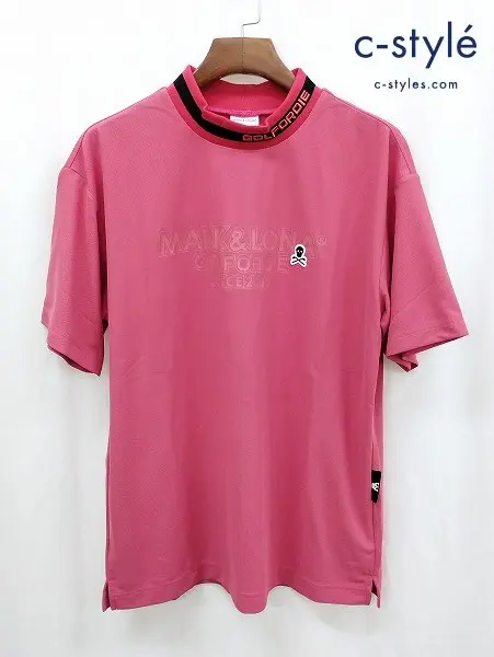 MARK&LONA マークアンドロナ Tシャツ 50 ピンク系 モックネック Nerve Mock Tee ゴルフウェア MLM-4B-AA09