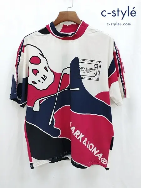 MARK&LONA マークアンドロナ Tシャツ 50 マルチカラー モックネック ゴルフウェア MLM-4B-AA10
