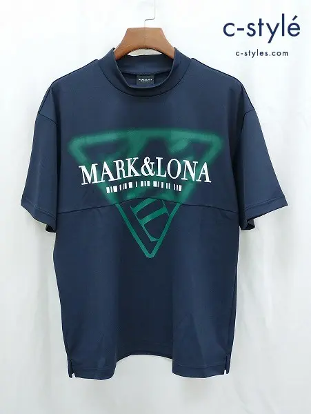 MARK&LONA マークアンドロナ Tシャツ 50 ネイビー 半袖 モックネック ゴルフウェア MCM-4A-AA51