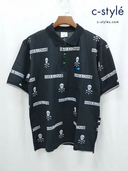 MARK&LONA マークアンドロナ ポロシャツ 50 ブラック 半袖 日本製 ゴルフウェア Pixel Polo MLM-4B-AP10