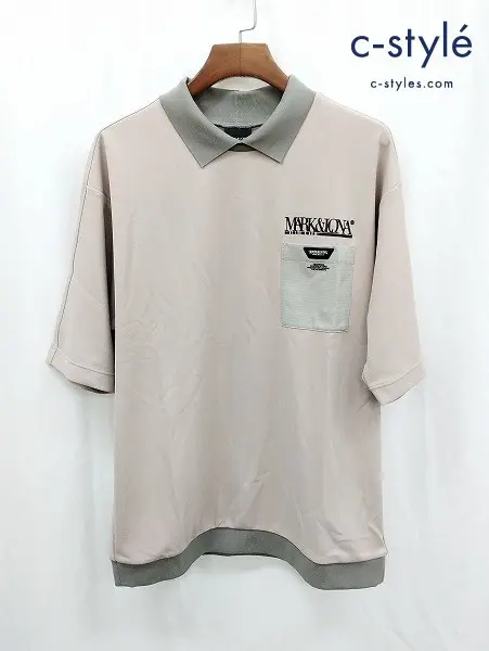 MARK&LONA マークアンドロナ Tシャツ 50 ベージュ系 半袖 ポロシャツ ゴルフウェア CD10-MCPL MCM-4B-AP60