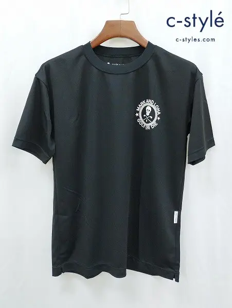 MARK&LONA マークアンドロナ Tシャツ 46 ブラック 半袖 ストレッチ ゴルフウェア MLM-2B-AA25