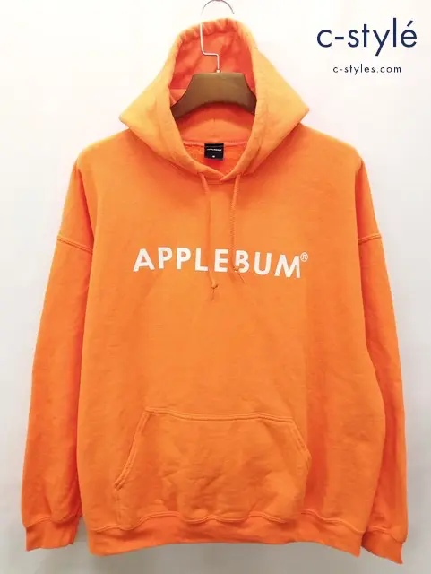 APPLEBUM アップルバム パーカー XL オレンジ ロゴ プリント スウェット