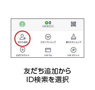 友だち追加からID検索を選択	